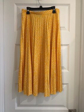 Yellow Floral Midi Skirt